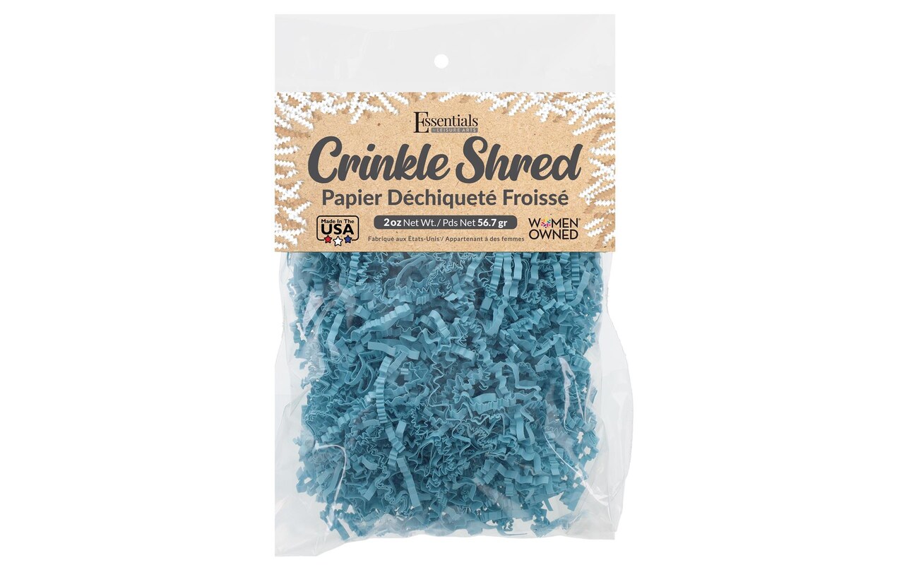 Essentials by Leisure Arts Crinkle Shred Bag, Baby Blue, 2oz Shredded Paper Filler, Crinkle Cut Paper Shred Filler, Box Filler, Shredded Paper for Gift Box, Paper Crinkle Filler, Box Filling